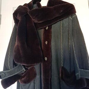 Vintage Neiman Marcus Shaved Mink Reversible Shearling Coat Stole Shrug